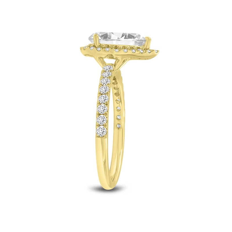 Farah 14K Yellow Gold Pear Lab Grown Diamond Halo Engagement Ring - 1.92 Ct