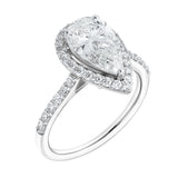 Hana 14K White Gold Pear Lab Grown Diamond Halo Engagement Ring - 2.45 Ct