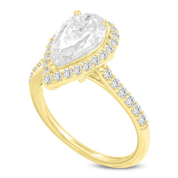 Hana 14K Yellow Gold Pear Lab Grown Diamond Halo Engagement Ring - 2.92 Ct