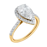 Hana 14K Yellow Gold Pear Lab Grown Diamond Halo Engagement Ring - 2.45 Ct