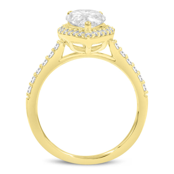 Hana 14K Yellow Gold Pear Lab Grown Diamond Halo Engagement Ring - 2.92 Ct