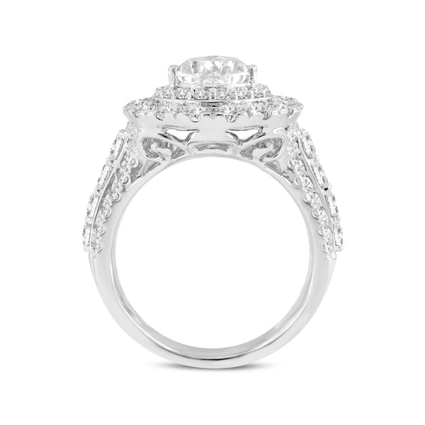 Augusta 14K White Gold Pear Lab Grown Diamond Halo Engagement Ring - 4.71 Ct