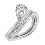 Selena Silk Wave 1.4 Ct Pear Lab Grown Diamond Engagement Ring in 14K White Gold