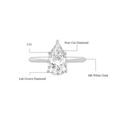 Jana 14K White Gold Pear Lab Grown Diamond Solitaire Engagement Ring - 1 Ct