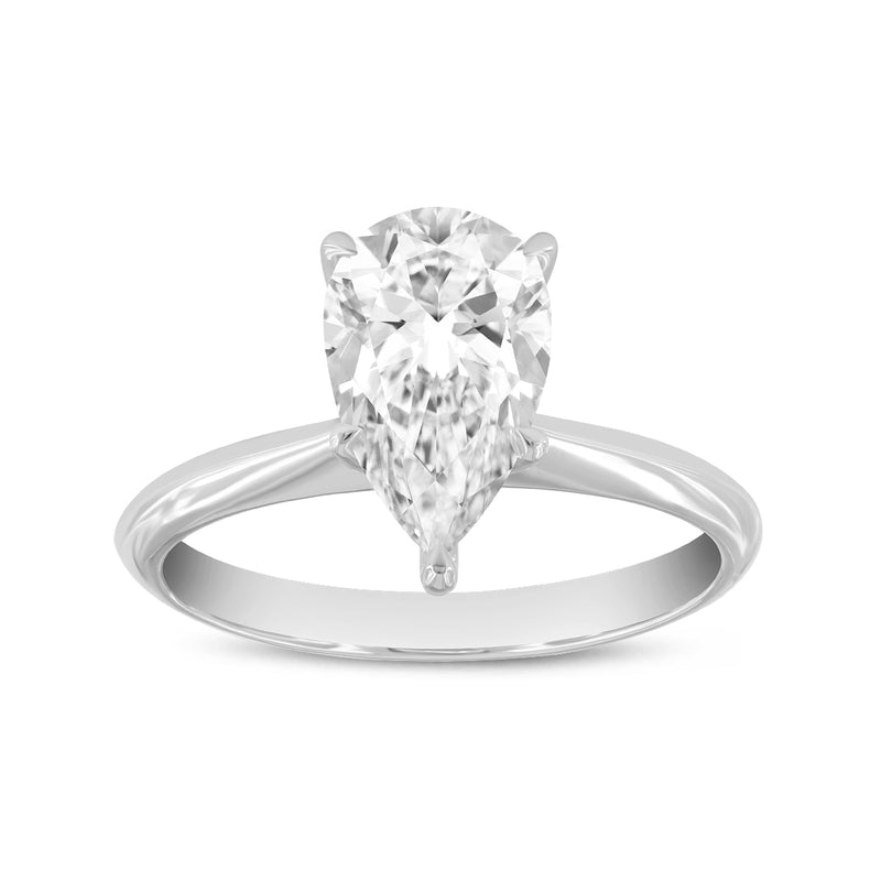 Certified Pear Shape Lab Grown Diamond (1.05 ctw) Solitaire Ring in 14K White Gold