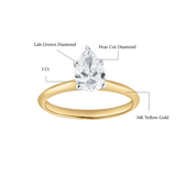 Jana 14K Yellow Gold Pear Lab Grown Diamond Solitaire Engagement Ring - 1 Ct