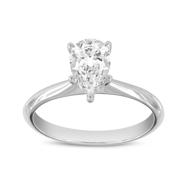 Certified Pear Shape Lab Grown Diamond (2.01 ctw) Solitaire Ring in 14K White Gold