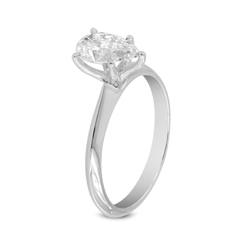 Certified Pear Shape Lab Grown Diamond (2.01 ctw) Solitaire Ring in 14K White Gold