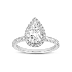 Noor 14K White Gold Pear Lab Grown Diamond Halo Engagement Ring - 2.01 Ct