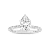 Rania 14K White Gold Pear Lab Grown Diamond Hidden Halo Engagement Ring - 1.95 Ct