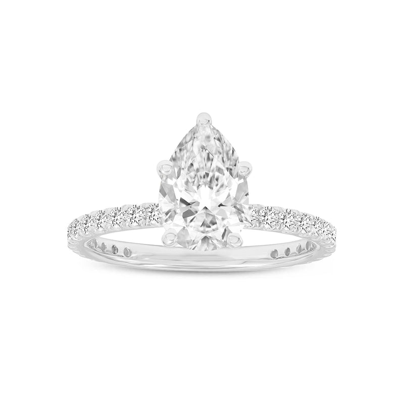 Rania 14K White Gold Pear Lab Grown Diamond Hidden Halo Engagement Ring - 1.98 Ct