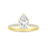 Rania 14K Yellow Gold Pear Lab Grown Diamond Hidden Halo Engagement Ring - 1.95 Ct