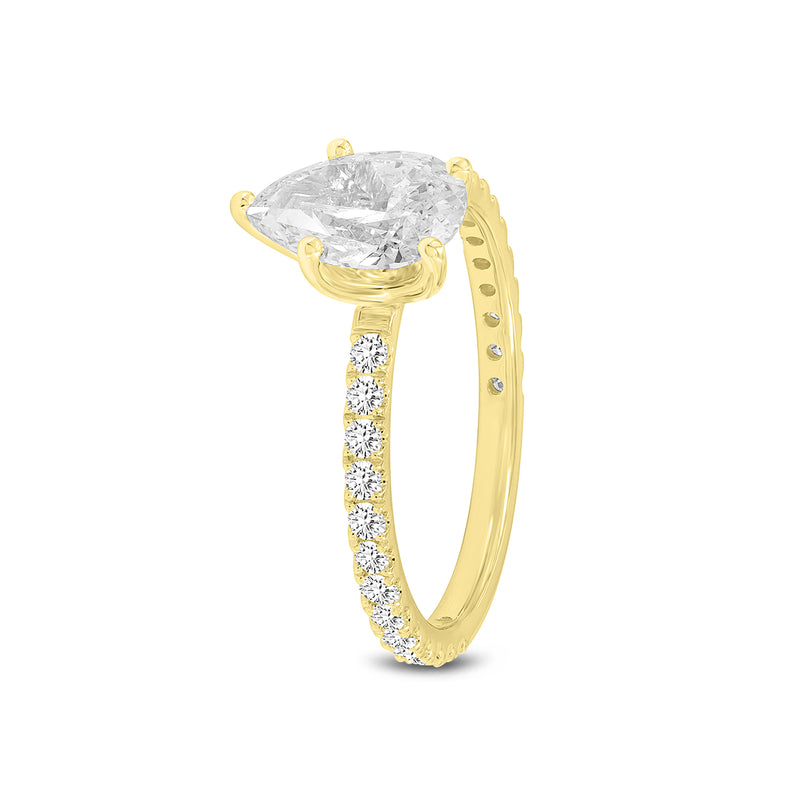 Rania 14K Yellow Gold Pear Lab Grown Diamond Hidden Halo Engagement Ring - 1.98 Ct