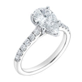 Rasha 14K White Gold Pear Lab Grown Diamond Hidden Halo Engagement Ring - 2 Ct