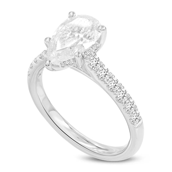 Rasha 14K White Gold Pear Lab Grown Diamond Hidden Halo Engagement Ring - 2.01 Ct