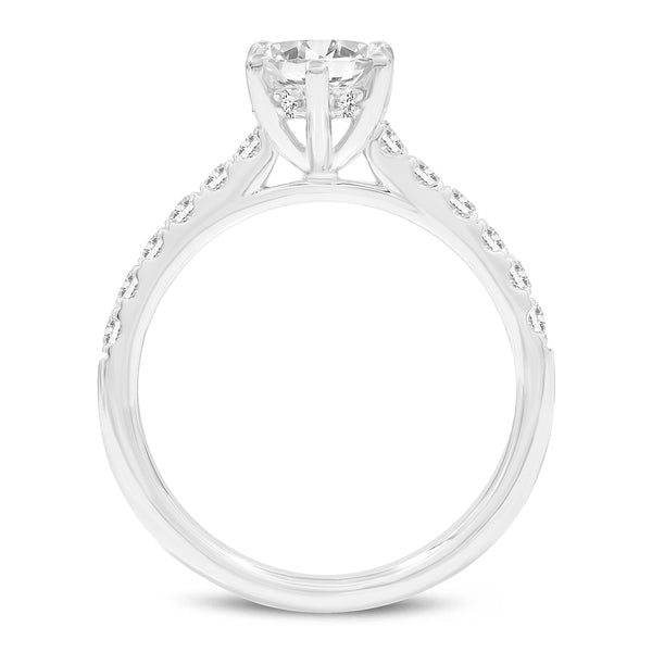 Certified Pear Shaped Lab Grown Diamond (2.05 ctw) Hidden Halo Ring in 14K White Gold