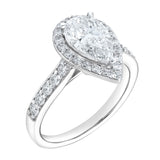 Amani 14K White Gold Pear Lab Grown Diamond Halo Engagement Ring - 2.45 Ct