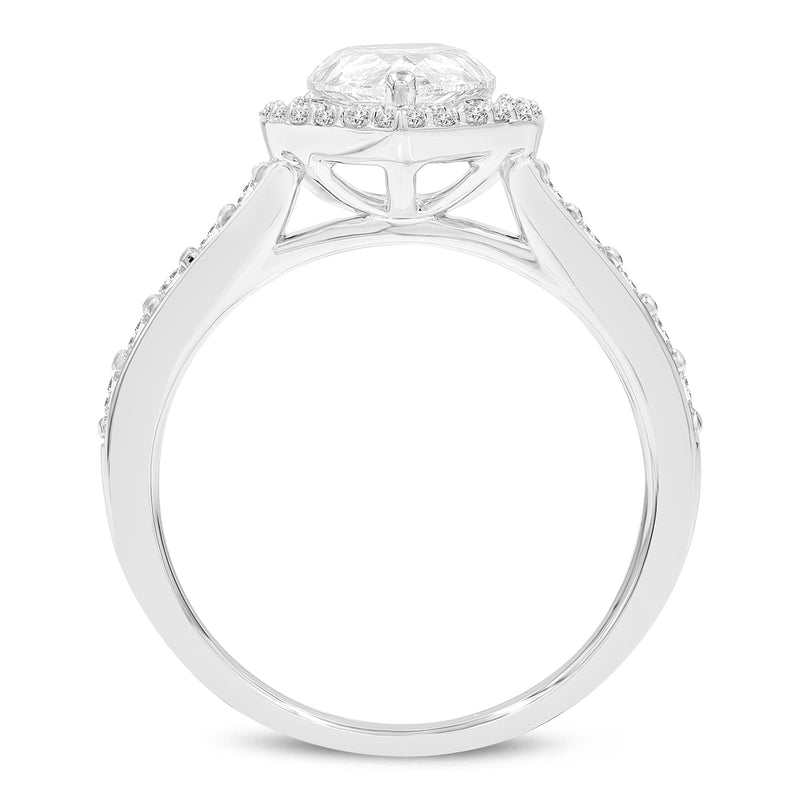 Certified Pear Shaped Lab Grown Diamond (2.47 ctw) Halo Ring in 14K White Gold