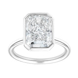 Raha 14K White Gold Radiant Bezel Lab Grown Diamond Solitaire Engagement Ring – 4 cts