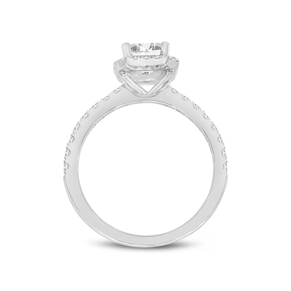 Basma 14K White Gold Radiant Cut Lab Grown Diamond Halo Engagement Ring - 2.05 Ct