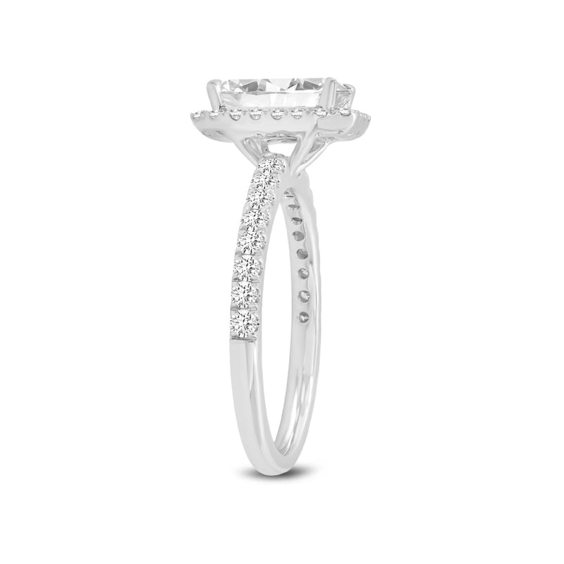 Basma 14K White Gold Radiant Cut Lab Grown Diamond Halo Engagement Ring - 2.05 Ct