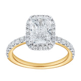 Basma 14K Yellow Gold Radiant Cut Lab Grown Diamond Halo Engagement Ring - 2 Ct