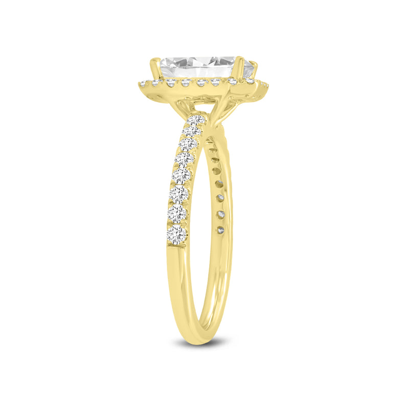 Basma 14K Yellow Gold Radiant Cut Lab Grown Diamond Halo Engagement Ring - 2 Ct