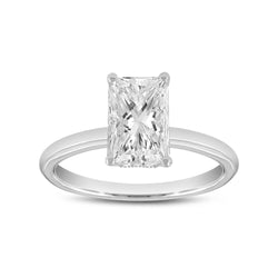 Eman 14K White Gold Radiant Cut Lab Grown Diamond Hidden Halo Engagement Ring - 2.1 Ct