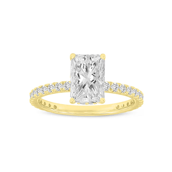 Sia 14K Yellow Gold Radiant Cut Lab Grown Diamond Hidden Halo Ring - 2.27 Ct