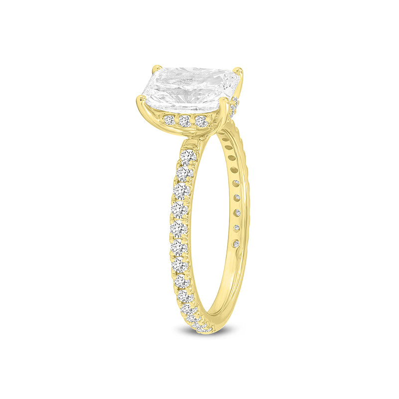 Sia 14K Yellow Gold Radiant Cut Lab Grown Diamond Hidden Halo Ring - 2.27 Ct