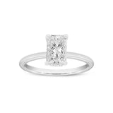 Ahlam 14K White Gold Radiant Cut Lab Grown Diamond Hidden Halo Engagement Ring - 1.55 Ct