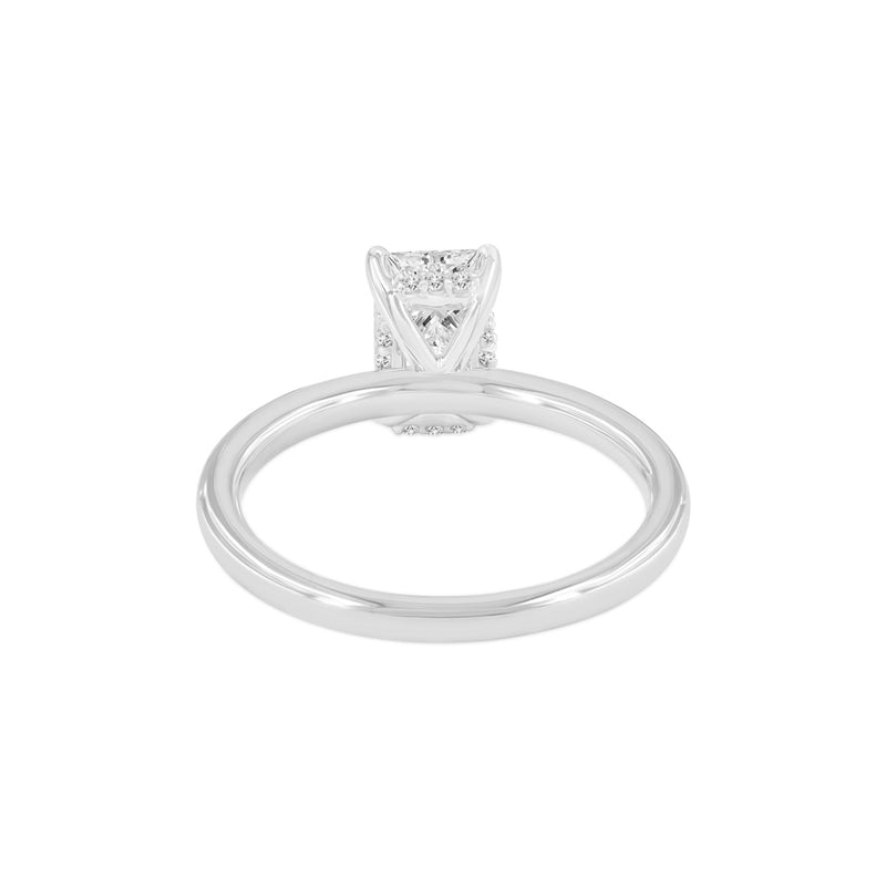 Ahlam 14K White Gold Radiant Cut Lab Grown Diamond Hidden Halo Engagement Ring - 1.57 Ct