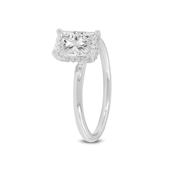 Ahlam 14K White Gold Radiant Cut Lab Grown Diamond Hidden Halo Engagement Ring - 1.57 Ct