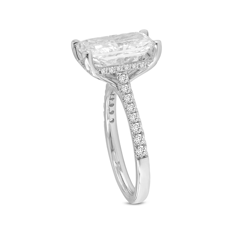 Maia 14K White Gold Radiant Cut Lab Grown Diamond Hidden Halo Engagement Ring - 5.46 Ct