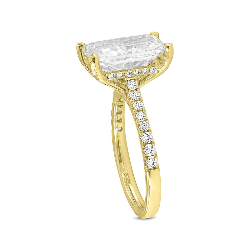 Maia 14K Yellow Gold Radiant Cut Lab Grown Diamond Hidden Halo Engagement Ring - 5.46 Ct