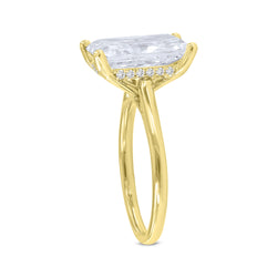 Aelo 14K Yellow Gold Radiant Cut Lab Grown Diamond Hidden Halo Engagement Ring - 5.22 Ct