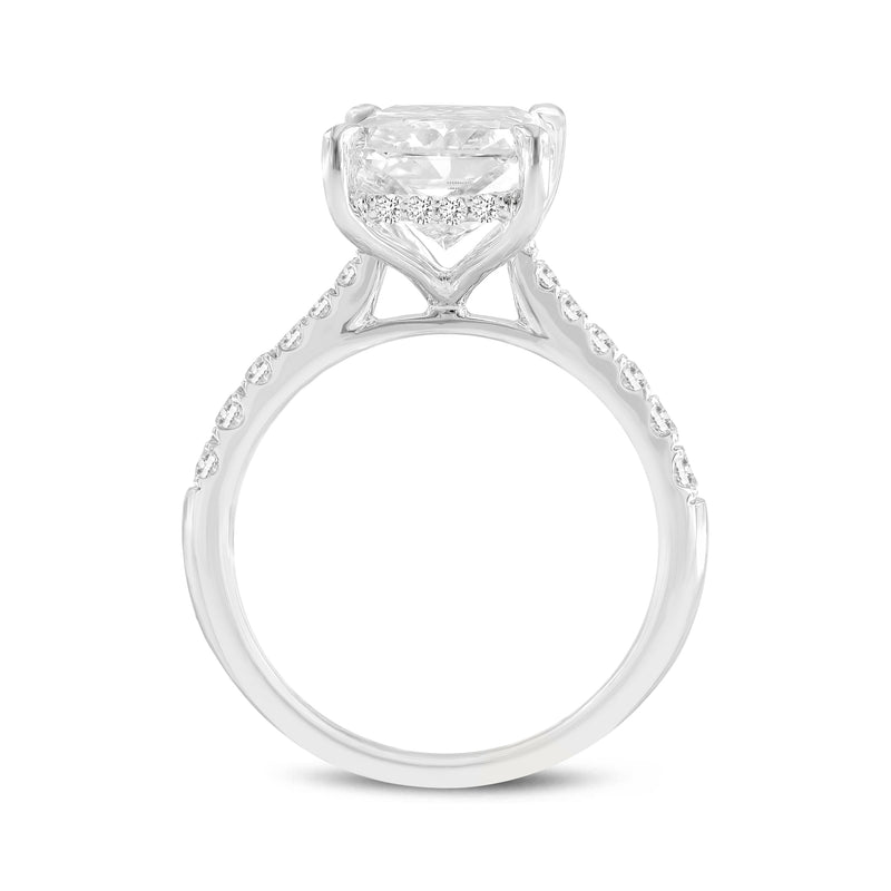 Bayan 14K White Gold Radiant Cut Lab Grown Diamond Hidden Halo Engagement Ring - 5.6 Ct