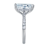 Bayan 14K White Gold Radiant Cut Lab Grown Diamond Hidden Halo Engagement Ring - 5.5 Ct