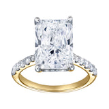 Bayan 14K Yellow Gold Radiant Cut Lab Grown Diamond Hidden Halo Engagement Ring - 5.5 Ct