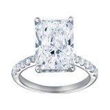 Bayan 14K White Gold Radiant Cut Lab Grown Diamond Hidden Halo Engagement Ring - 5.5 Ct