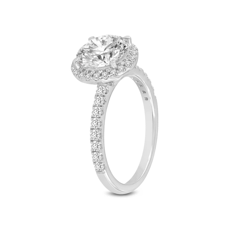 Certified Lab Grown Round Halo Cathedral Diamond Ring (2.59 ctw) in 14K Gold