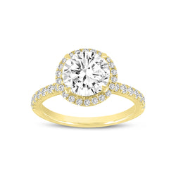 Niri 14K Yellow Gold Round Lab Grown Halo Cathedral Diamond Ring - 2.47 Ct