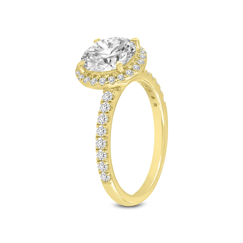 Niri 14K Yellow Gold Round Lab Grown Halo Cathedral Diamond Ring - 2.47 Ct