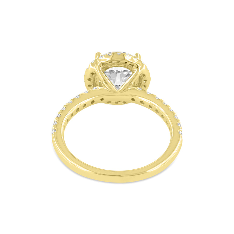 Niri 14K Yellow Gold Round Lab Grown Halo Cathedral Diamond Ring - 2.47 Ct