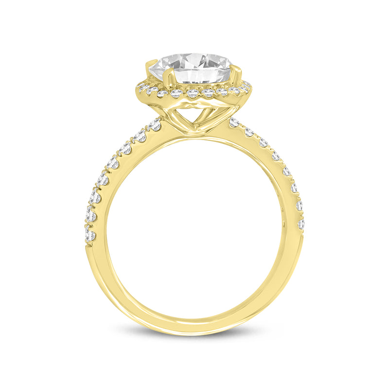 Niri 14K Yellow Gold Round Lab Grown Halo Cathedral Diamond Ring - 2.47 Ct