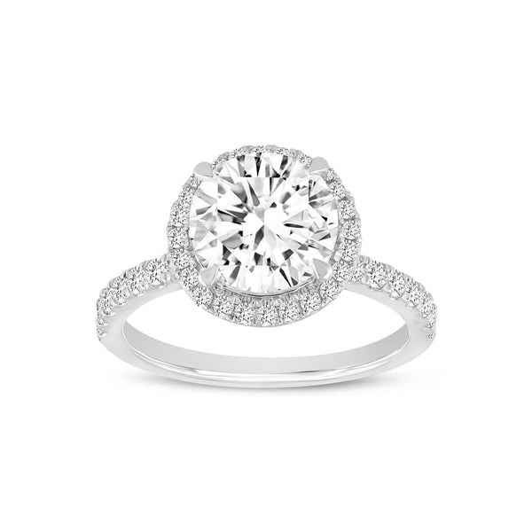 Certified Lab Grown Round Halo Signature Diamond Ring (3.00 ctw) in 14K Gold