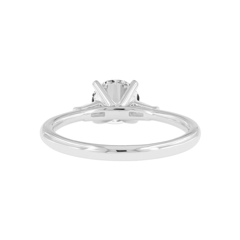 Certified Lab Grown Round Diamond Three Stone with Tapered Baguettes (1.08 ctw) in 14K Gold