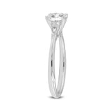 14K White Gold Round Cut Lab Grown Diamond Tapered Baguettes Engagement Ring - 1.08 ctw