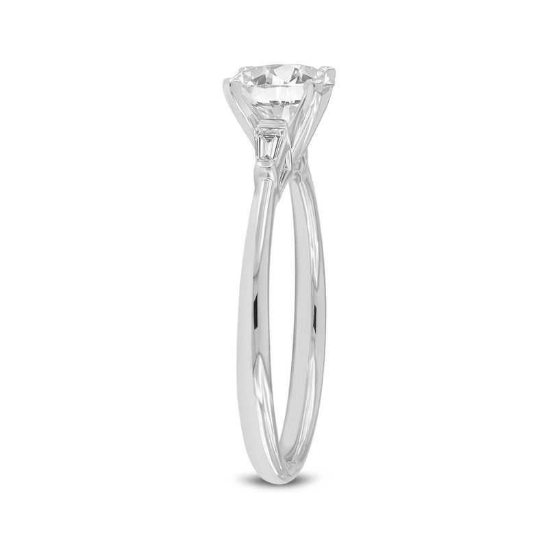 Certified Lab Grown Round Diamond Three Stone with Tapered Baguettes (1.08 ctw) in 14K Gold