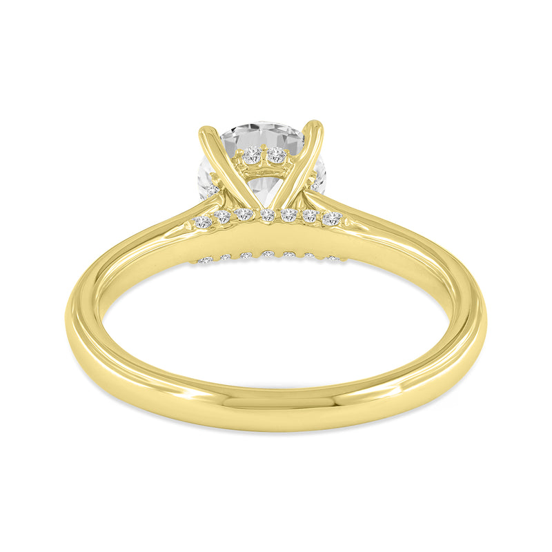 Certified Round Shape Lab Grown Diamond (1.15 ctw) Hidden Halo Ring in 14K Yellow Gold